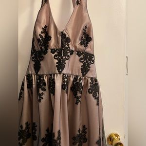 Pink halter dress with lace shawl 💗